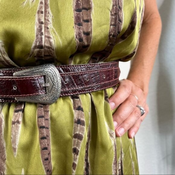 Brighton Leather Croc Embossed Silver Engraved Leather Belt main image 6
